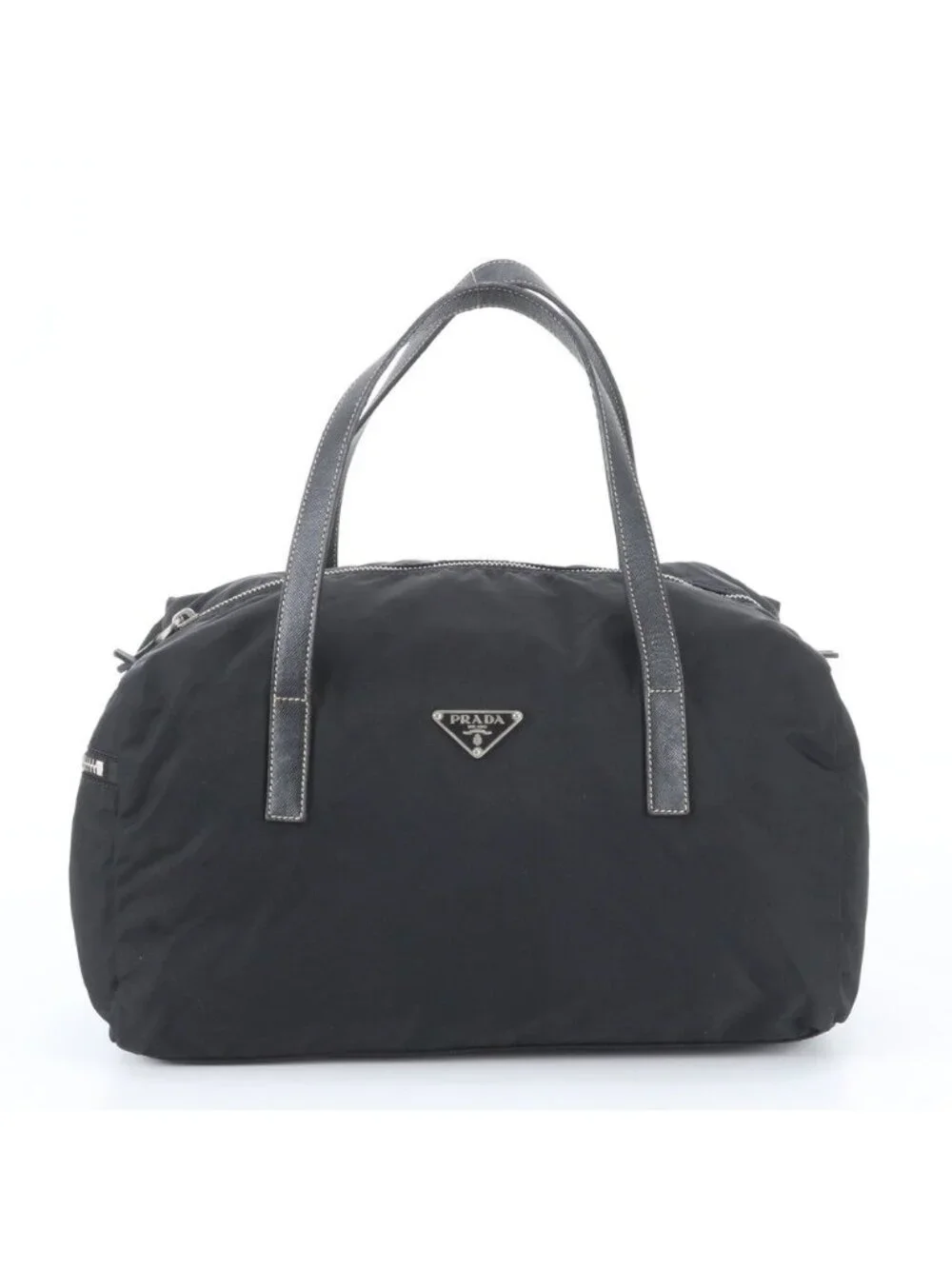 Prada Tessuto Nylon Saffiano Leather Tote Shoulder Hand Bag